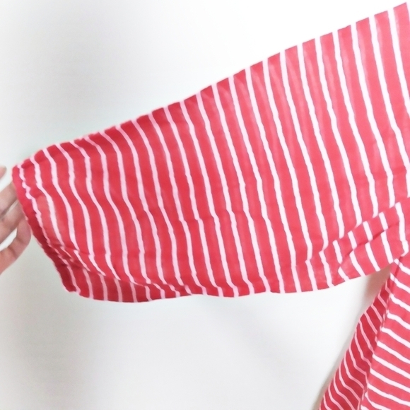 J Crew Factory Red and White Striped Gauze Cotton Peasant Blouse Size Small - Picture 4 of 8